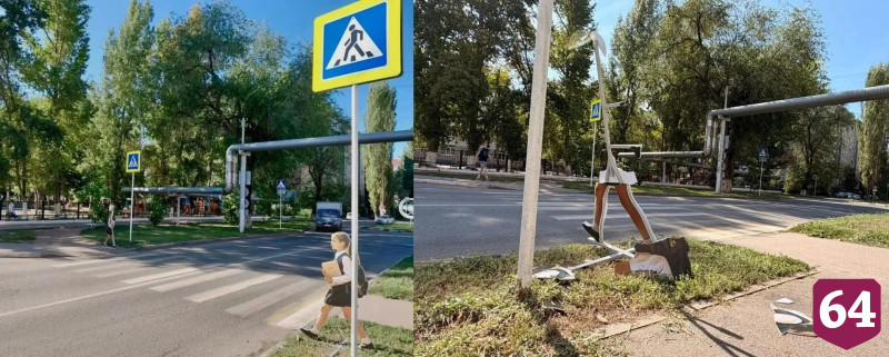 Вандалы сломали предупреждающие макеты школьников в Энгельсе 